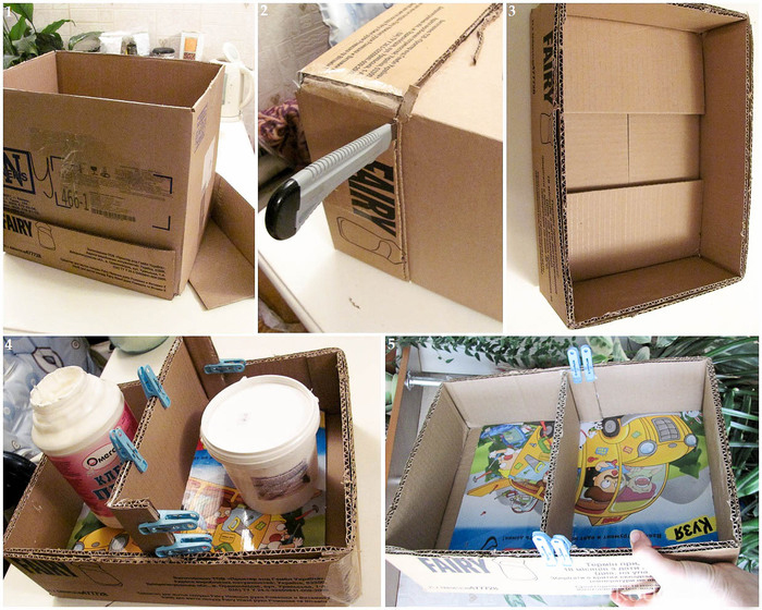 DIY Shelf Organizer Using Cardboard Boxes