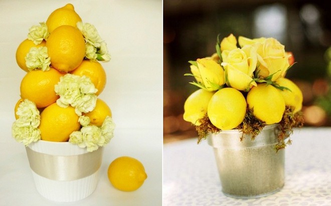 decorating ideas lemons flower arrangements white carnations yellow roses e1423932250661