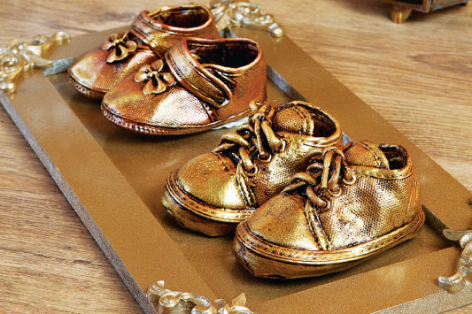 brass baby shoes