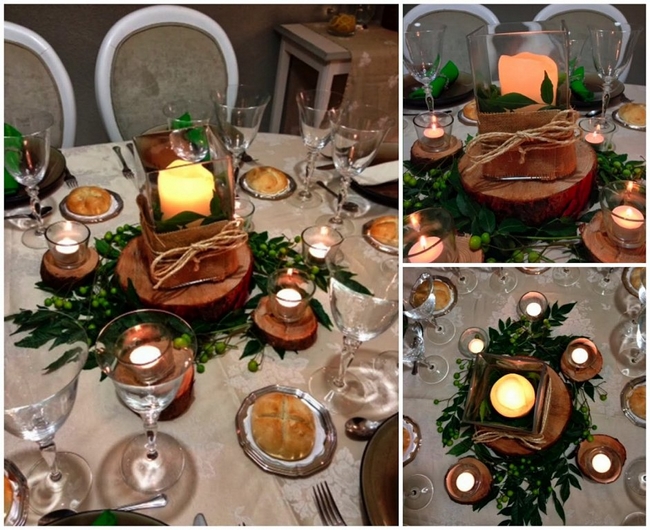 diy jul stearinlys centerpieces bord-træ-skiver-rustik-appel