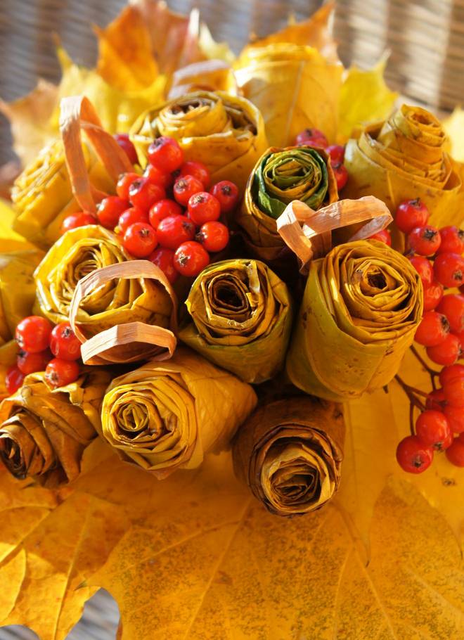 Making roses out of Autumn leaves