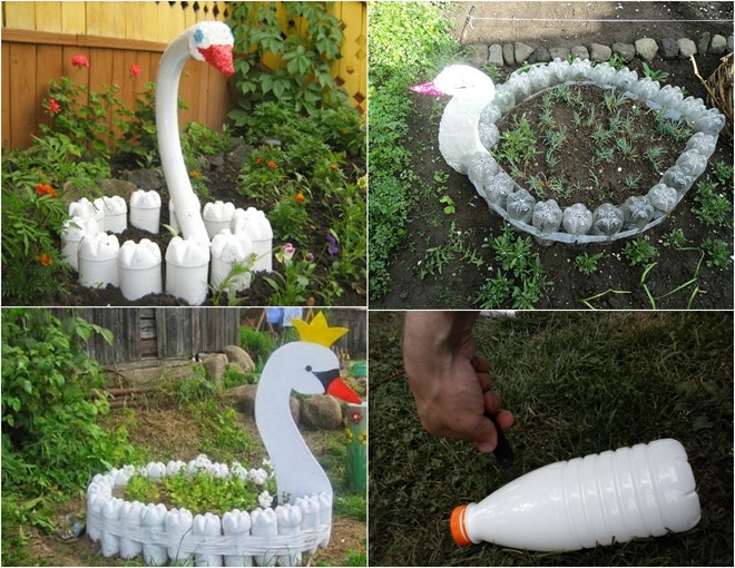 Plastic bottles crafts - Ideas to reuse as garden decorations