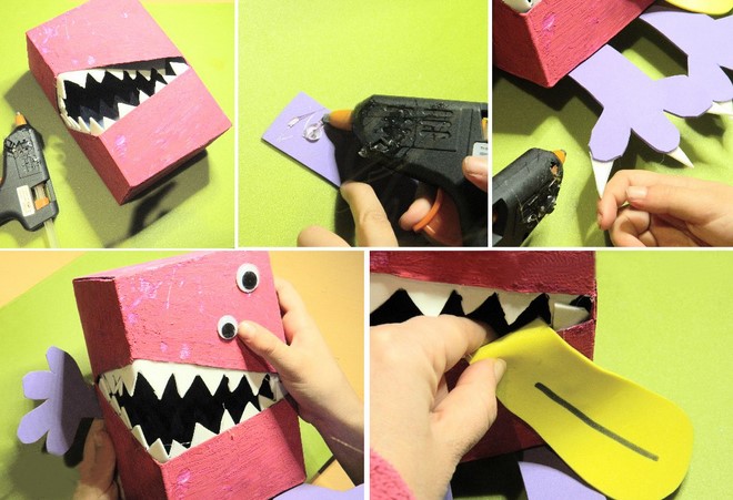 diy valentines day box for boy big teeth monster tutorial