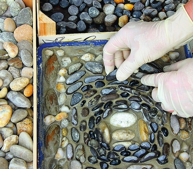 stones mosaic pebble stepping garden diy press handmade stone tiles mix natural mortar pattern using sideways