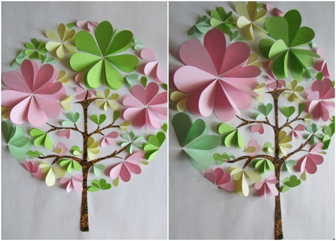 How to make 3D flower paper artwork - Easy craft idea for kids and